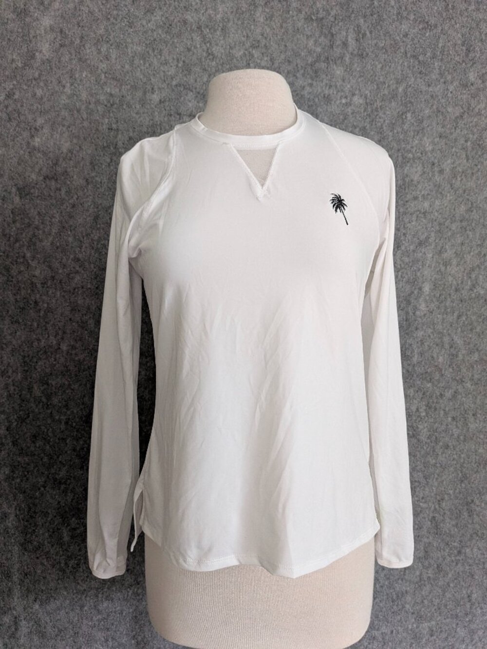 Lucky In Love Hi Low Breezy SPF Tennis Golf Shirt Long Sleeve Med White